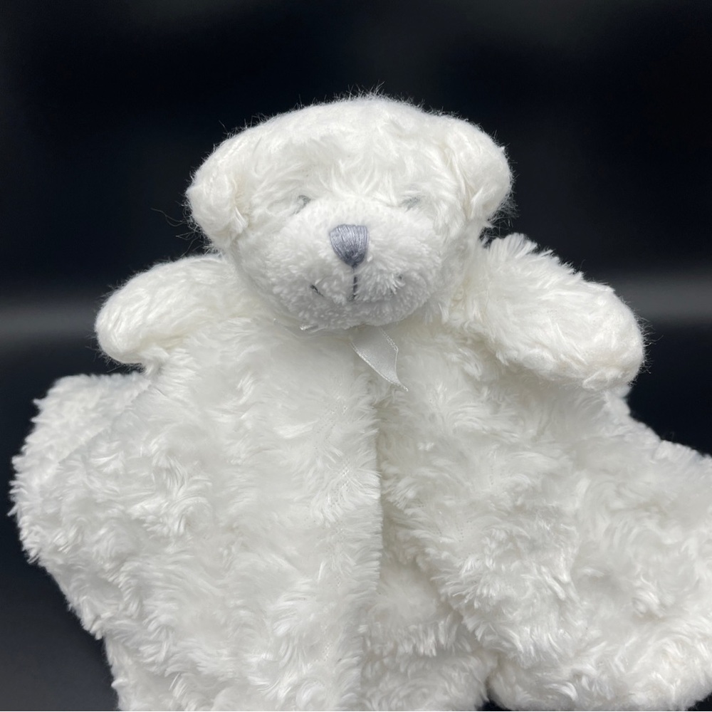 Blankets & Beyond Solid White BEAR LOVEY Plush Security Teddy Baby Fluffy Soft